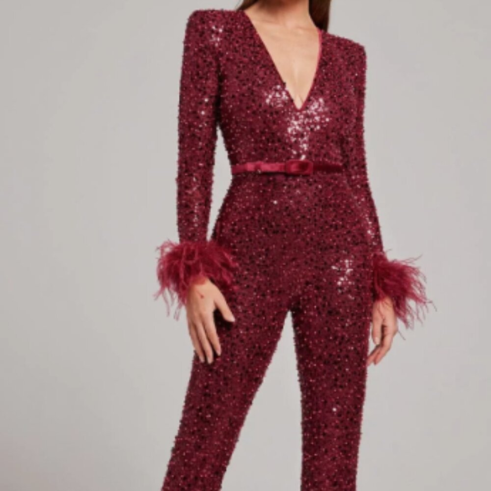 Nadine Merabi Rachel Red Jumpsuit Size S/M